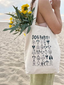 "DOG PARTY" Canvas Tote