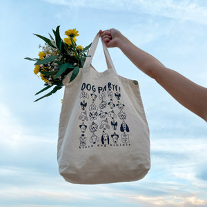 "DOG PARTY" Canvas Tote